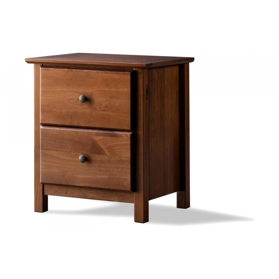 FaFurn - Farmhouse Solid Pine Wood 2 Drawer Nightstand