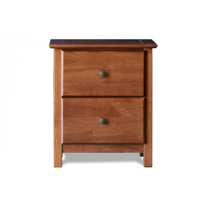 FaFurn - Farmhouse Solid Pine Wood 2 Drawer Nightstand