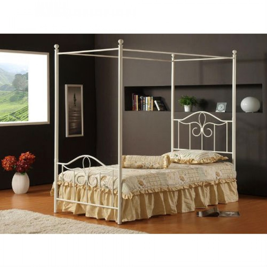 FaFurn - Full Size Canopy Bed Frame in White, Metal