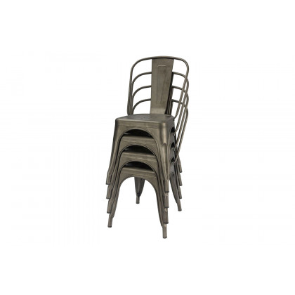 FaFurn - Stackable Modern Cafe Bistro Dining Side Chair in Gun Metal Finish (Set of 4)