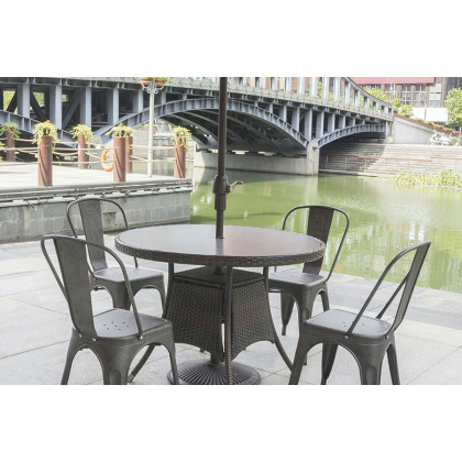 FaFurn - Stackable Modern Cafe Bistro Dining Side Chair in Gun Metal Finish (Set of 4)
