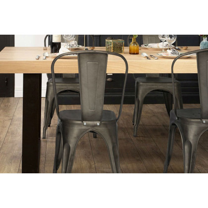 FaFurn - Stackable Modern Cafe Bistro Dining Side Chair in Gun Metal Finish (Set of 4)
