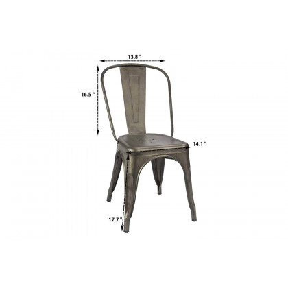 FaFurn - Stackable Modern Cafe Bistro Dining Side Chair in Gun Metal Finish (Set of 4)