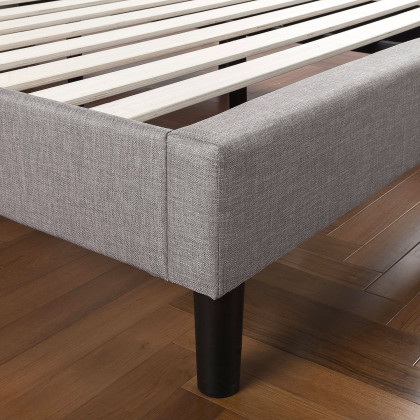 FaFurn - Full Size Platform Bed Frame with Button Tufted Headboard