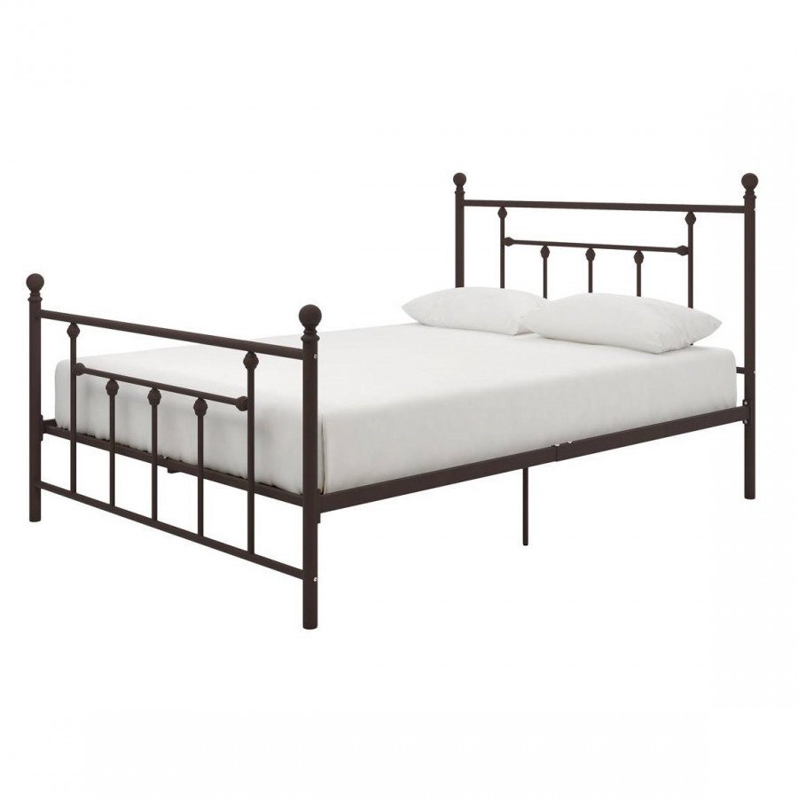 FaFurn - Full Size Platform Bed Frame with Headboard and Footboard in Bronze, Metal