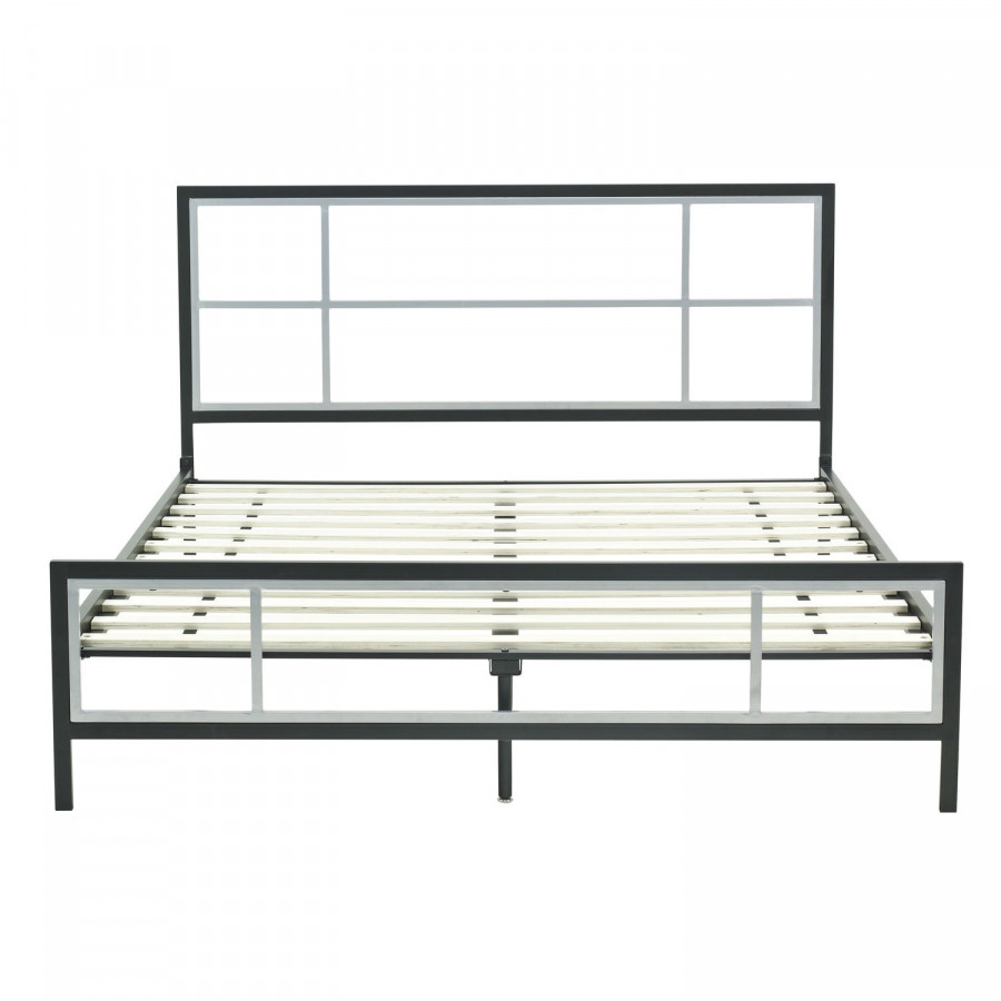 FaFurn - Full Size Platform Bed Frame with Headboard Footboard and Wood Slats in Metal