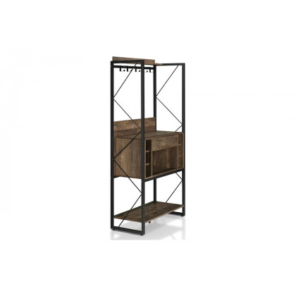 FaFurn - Farmhouse Oak Iron Baker'S Wine Storage Rack