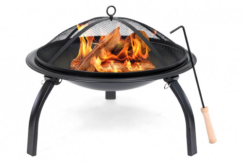 FaFurn™ - 3 Piece Steel Fire Pit Bowl Set with Mesh Cover and Poker