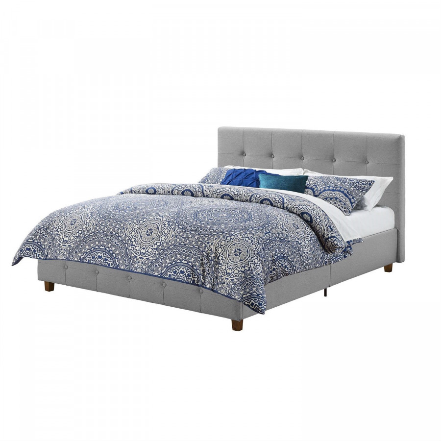 FaFurn - Full Size Platform Bed Frame with Button-Tufted Headboard