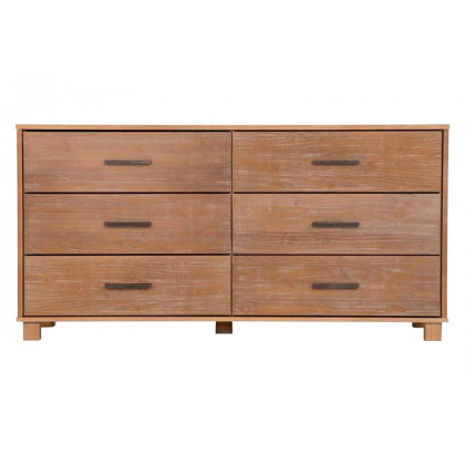 FaFurn Modern Farmhouse Solid 6 Drawers Double Dresser - Pine, Wood