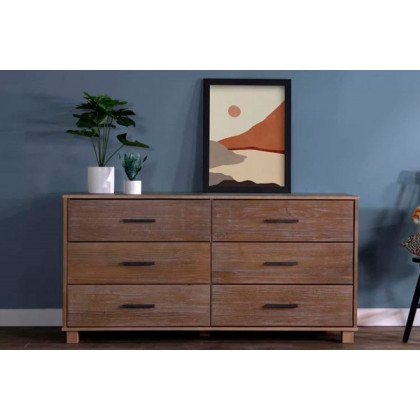 FaFurn Modern Farmhouse Solid 6 Drawers Double Dresser - Pine, Wood