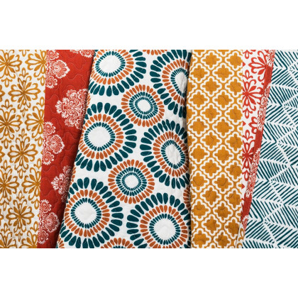 FaFurn Cotton 3 Piece Reversible Bohemian Stripe Quilt Set - Full/Queen Size