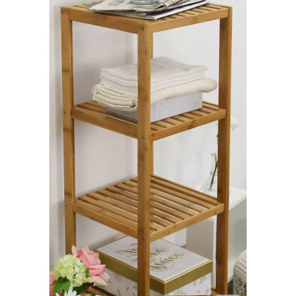 FaFurn - Solid Wood 4-Tier Bathroom Storage Shelving Unit