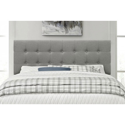 FaFurn Contemporary Button-Tufted Headboard in Upholstered Fabric - Gray, Full Size