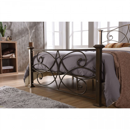FaFurn - Full Size Platform Bed Frame with Headboard and Footboard in Gold, Metal