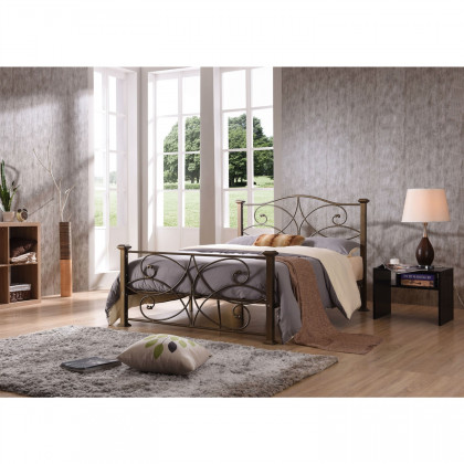 FaFurn - Full Size Platform Bed Frame with Headboard and Footboard in Gold, Metal