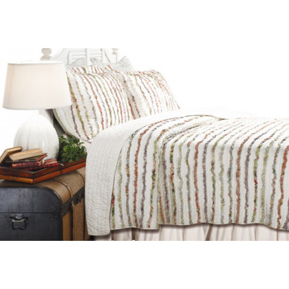 FaFurn 3-Piece Quilt Set 100% Cotton Ruffles - Colorful, Twin Size
