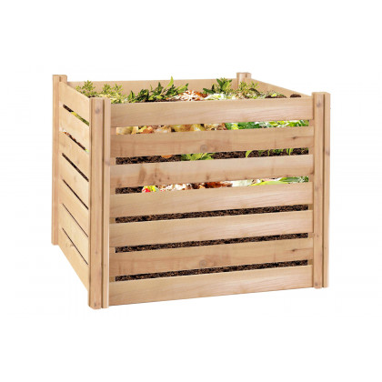 FaFurn - Outdoor 174-Gallon Wooden Compost Bin Made From Eco-Friendly Cedar Wood
