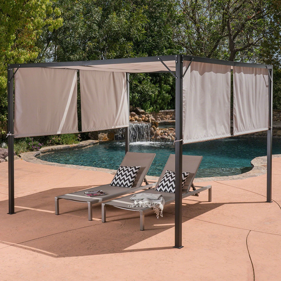 FaFurn - Gazebo with Sun Shade in Beige, Steel