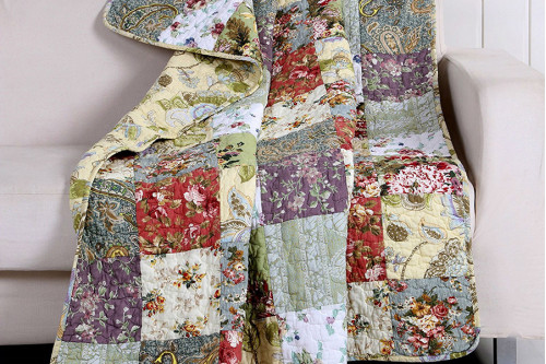 FaFurn™ - 100% Cotton Floral Patchwork Quilt Throw Blanket
