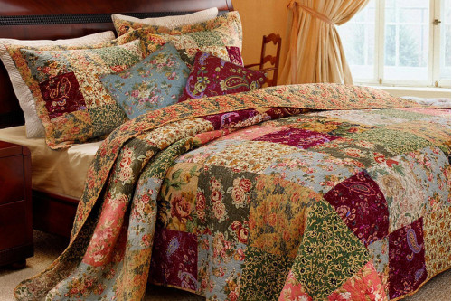 FaFurn™ 100% Cotton Floral Paisley Quilt Set with 2 Shams & 2 Pillows - Full/Queen Size