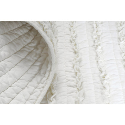 FaFurn 3-Piece Quilt Set 100% Cotton Ruffles - White, King Size