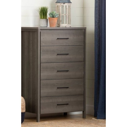 FaFurn Modern 5 Drawer Storage Chest - Gray