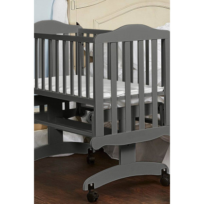 FaFurn - Gray Rock a Bye Baby Glider Cradle with Locking Casters and Crib Mattress