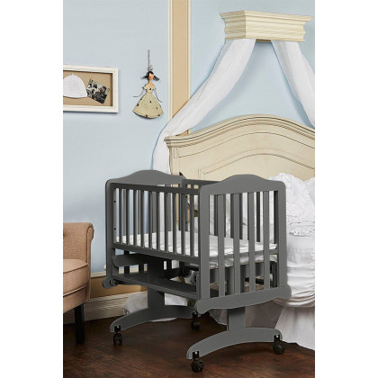 FaFurn - Gray Rock a Bye Baby Glider Cradle with Locking Casters and Crib Mattress
