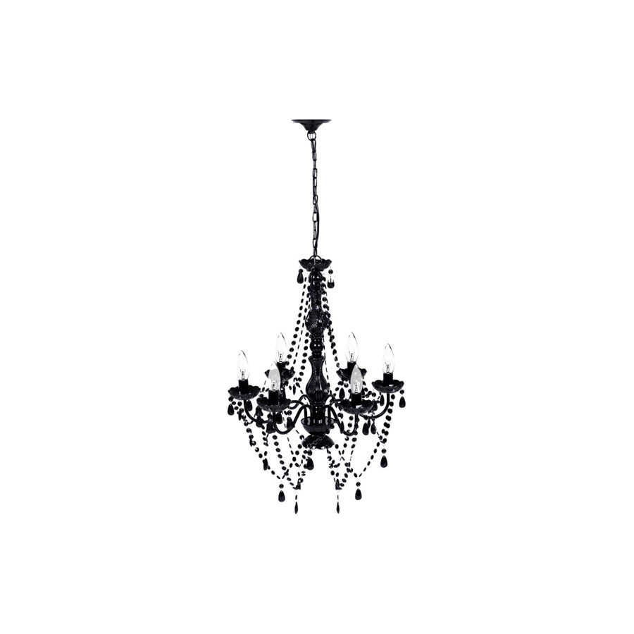 FaFurn - 6 Light Gothic Gypsy Pendant Black Crystal Candle Ceiling Chandelier