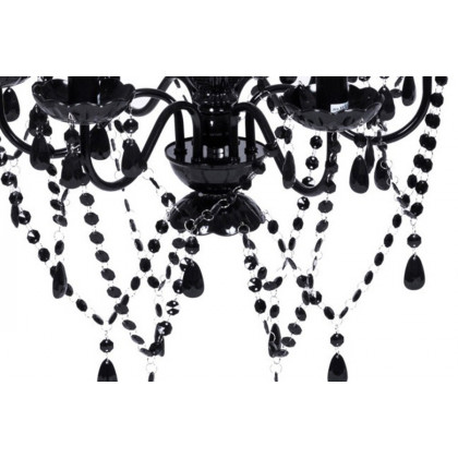 FaFurn - 6 Light Gothic Gypsy Pendant Black Crystal Candle Ceiling Chandelier