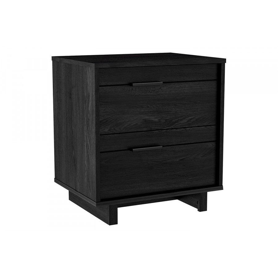 FaFurn Modern Bedroom Nightstand in Wood Finish - Gray/Black