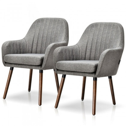 FaFurn - Set of 2 Retro Accent Chairs Set with Stylish Wood Legs