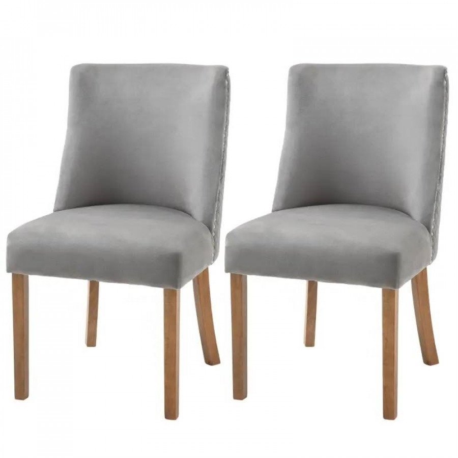FaFurn Set of 2 Modern Dining Chairs - Light Gray