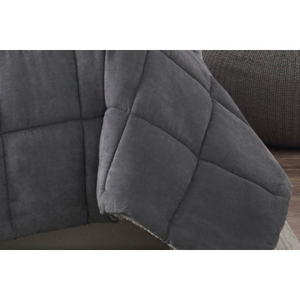 FaFurn Plush Sherpa Reversible Micro Suede Comforter Set - Gray, Full/Queen Size