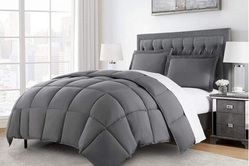 FaFurn™ Reversible Microfiber Down Alternative Comforter Set - Gray, King Size