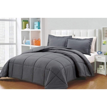 FaFurn Reversible Microfiber Down Alternative Comforter Set - Gray, King Size