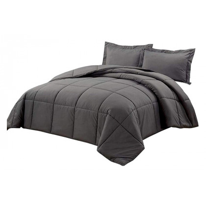 FaFurn Reversible Microfiber Down Alternative Comforter Set - Gray, King Size