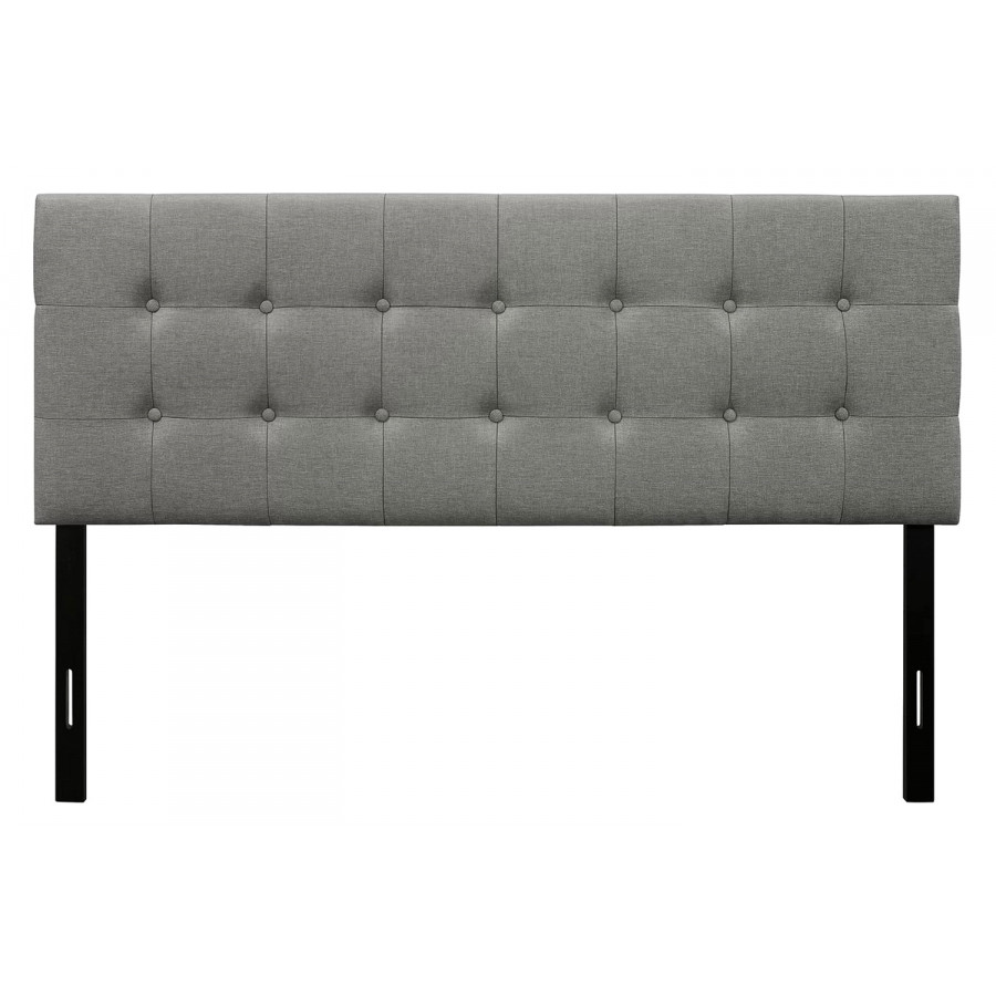 FaFurn Contemporary Button-Tufted Headboard in Upholstered Fabric - Gray, King Size