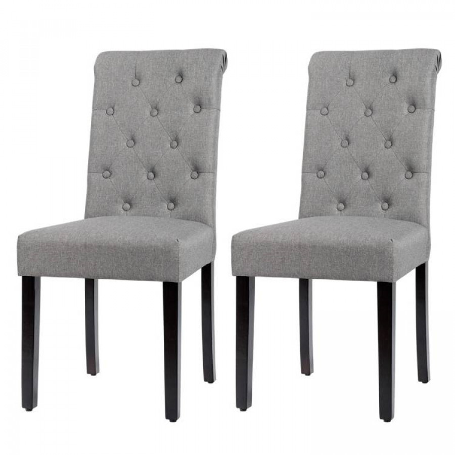 FaFurn - Set of 2 Dining Chairs with Wood Legs