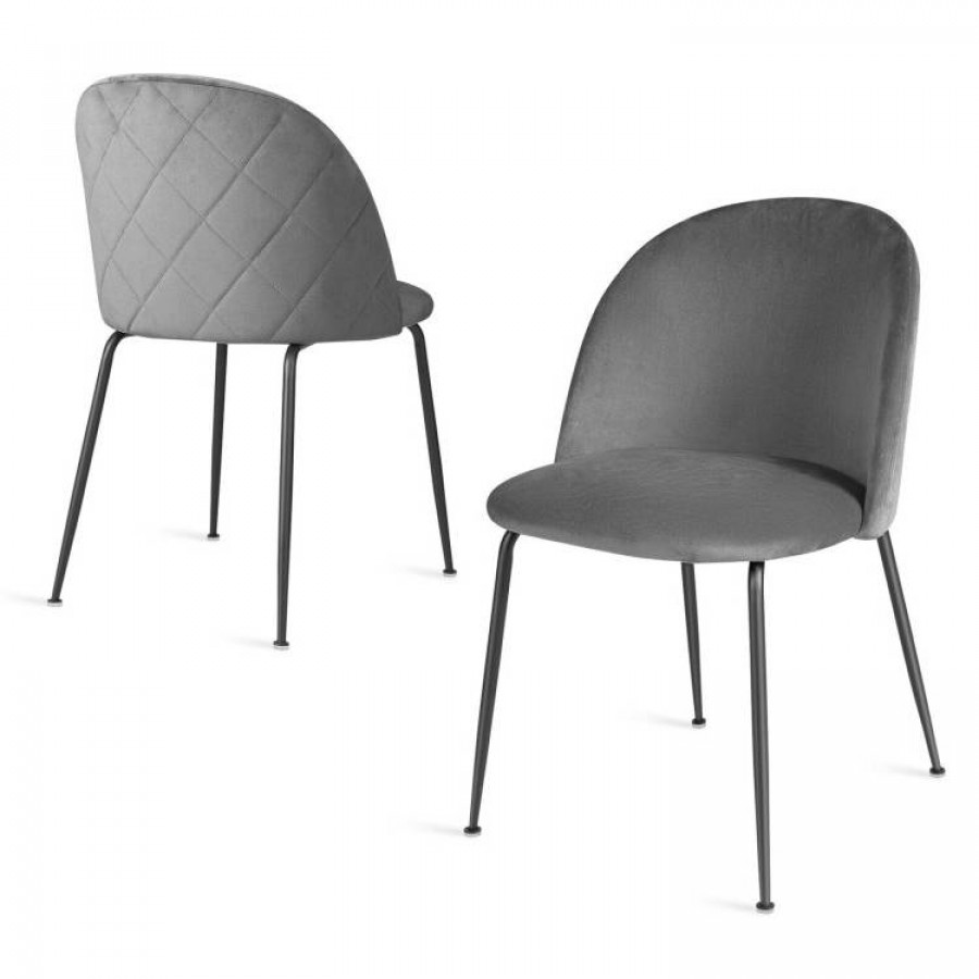 FaFurn - Set of 2 Modern Dining Chairs with Metal Legs