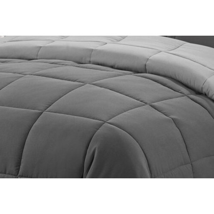 FaFurn Traditional Microfiber Reversible 3 Piece Comforter Set - Gray, Twin/Twin XL Size