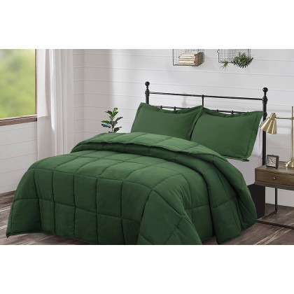 FaFurn 3 Piece Microfiber Reversible Comforter Set - Green, Twin Size