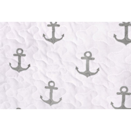 FaFurn 2 Piece Nautical Stripped/Anchors Reversible Microfiber Quilt Set - Gray, Twin Size