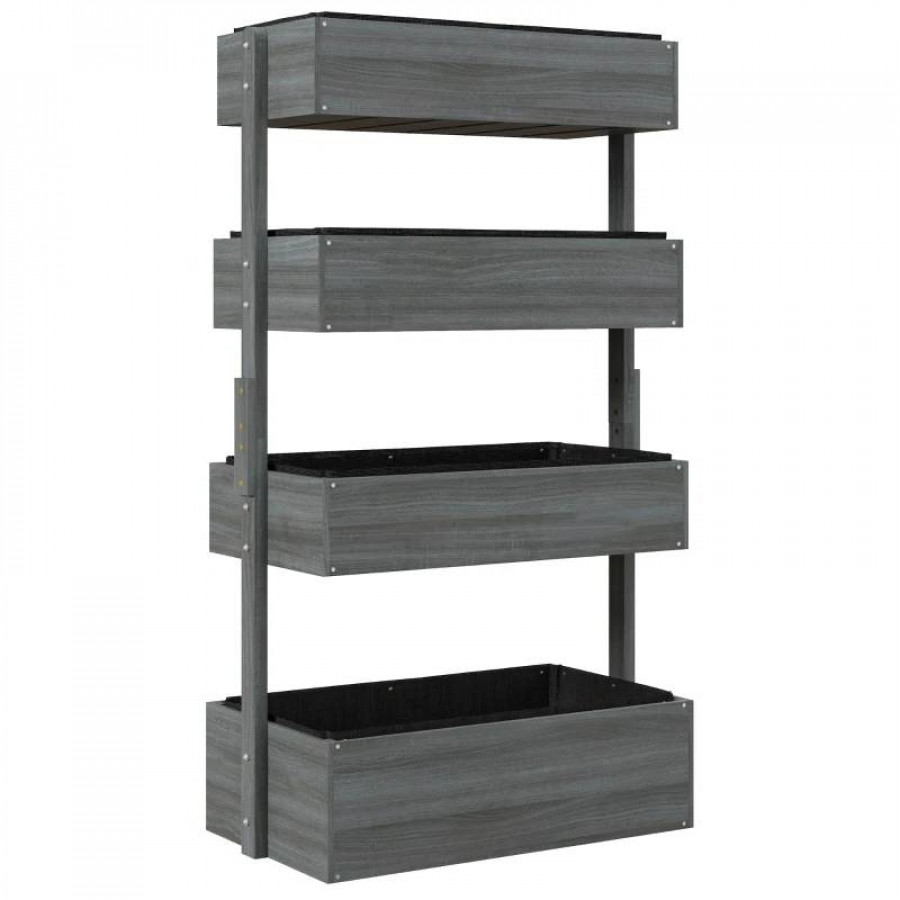 FaFurn 4-Tier Vertical Raised Bed Planter Box - Gray, Wood