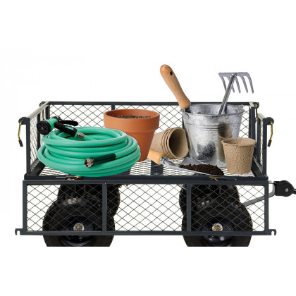 FaFurn Heavy Duty Steel Garden Utility Cart Wagon with Removable Sides - Gray