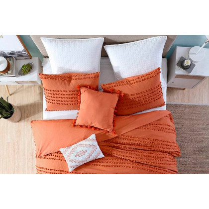 FaFurn Full/Queen Size 5-Piece Clip Dot Comforter Set - Brick Orange, Cotton