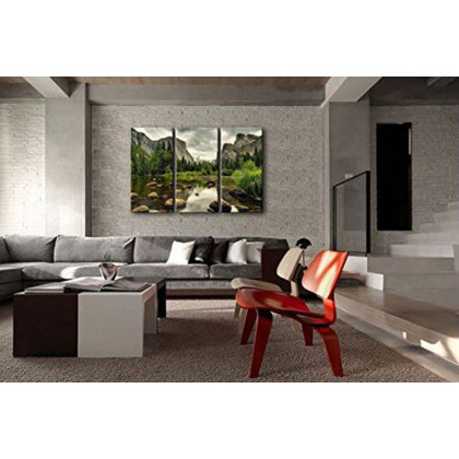 FaFurn - Yosemite Mountain Stream 3-Piece Wall Art Framed Print On Canvas