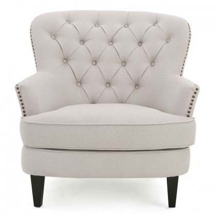FaFurn - Tufted Armchair with Ottoman in Natural