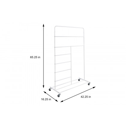 FaFurn - White Rolling Multi Use Laundry Clothes Drying Rack